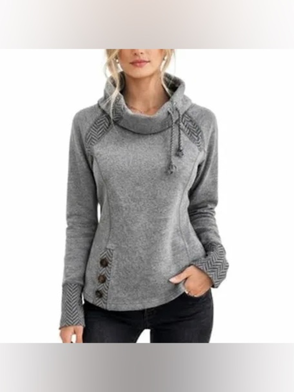 PRANA Cozy Gray Cowl-Neck Wool Women's Sweater